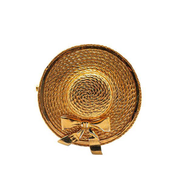 Pre-Loved Chanel Gold Plated Straw Hat Brooch - Picture 1 of 4